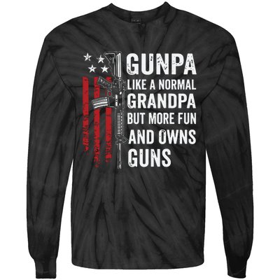 Gunpa Like A Normal Grandpa But More Fun And Owns Guns Tie-Dye Long Sleeve Shirt