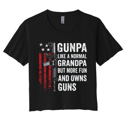 Gunpa Like A Normal Grandpa But More Fun And Owns Guns Women's Crop Top Tee