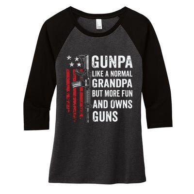 Gunpa Like A Normal Grandpa But More Fun And Owns Guns Women's Tri-Blend 3/4-Sleeve Raglan Shirt