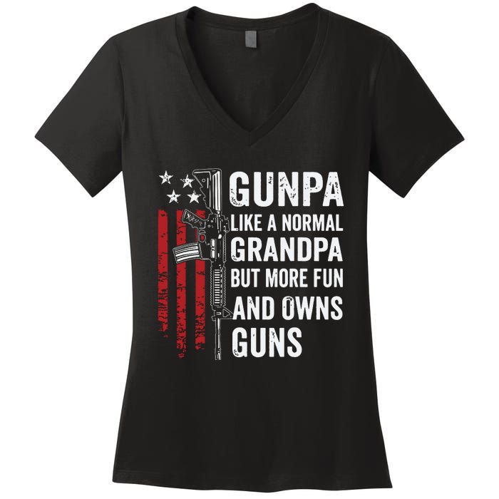 Gunpa Like A Normal Grandpa But More Fun And Owns Guns Women's V-Neck T-Shirt