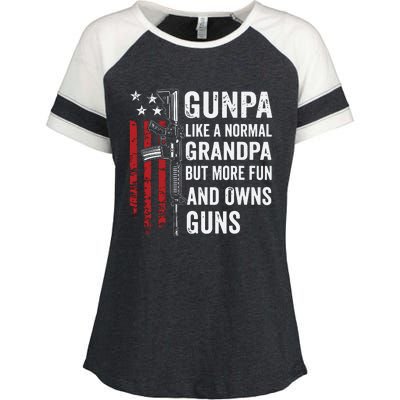 Gunpa Like A Normal Grandpa But More Fun And Owns Guns Enza Ladies Jersey Colorblock Tee