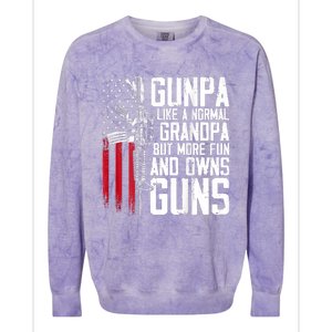 Gunpa Like A Normal Grandpa Fun And Owns Guns (On Back) Colorblast Crewneck Sweatshirt