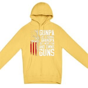 Gunpa Like A Normal Grandpa Fun And Owns Guns (On Back) Premium Pullover Hoodie