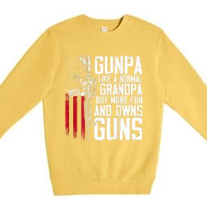 Gunpa Like A Normal Grandpa Fun And Owns Guns (On Back) Premium Crewneck Sweatshirt