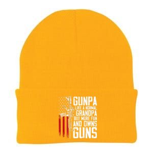 Gunpa Like A Normal Grandpa Fun And Owns Guns (On Back) Knit Cap Winter Beanie