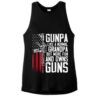 Gunpa Like A Normal Grandpa Fun And Owns Guns (On Back) Ladies PosiCharge Tri-Blend Wicking Tank