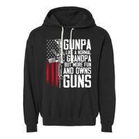 Gunpa Like A Normal Grandpa Fun And Owns Guns (On Back) Garment-Dyed Fleece Hoodie