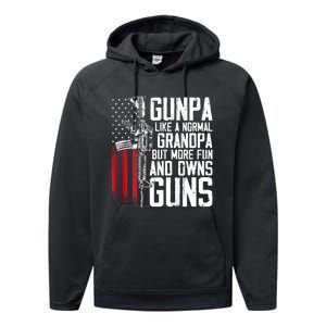 Gunpa Like A Normal Grandpa Fun And Owns Guns (On Back) Performance Fleece Hoodie