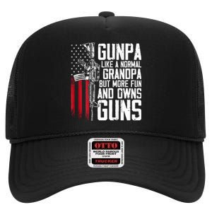 Gunpa Like A Normal Grandpa Fun And Owns Guns (On Back) High Crown Mesh Back Trucker Hat