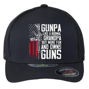 Gunpa Like A Normal Grandpa Fun And Owns Guns (On Back) Flexfit Unipanel Trucker Cap