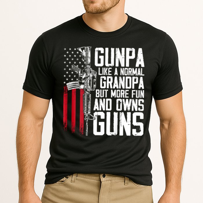 Gunpa Like A Normal Grandpa Fun And Owns Guns (On Back) Performance Shirt