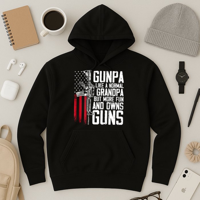 Gunpa Like A Normal Grandpa Fun And Owns Guns (On Back) Hoodie