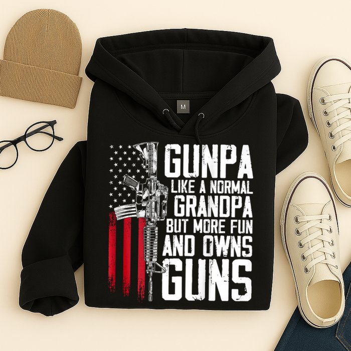 Gunpa Like A Normal Grandpa Fun And Owns Guns (On Back) Hoodie