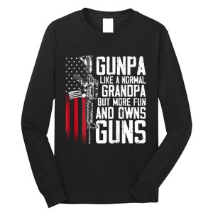 Gunpa Like A Normal Grandpa Fun And Owns Guns (On Back) Long Sleeve Shirt