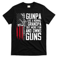 Gunpa Like A Normal Grandpa Fun And Owns Guns (On Back) T-Shirt