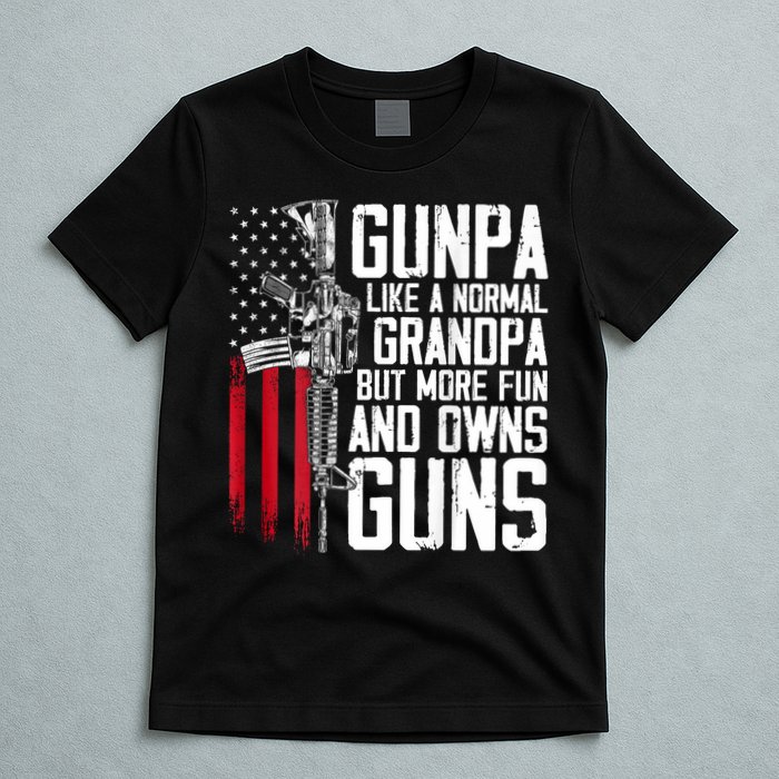Gunpa Like A Normal Grandpa Fun And Owns Guns (On Back) T-Shirt