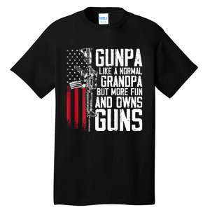 Gunpa Like A Normal Grandpa Fun And Owns Guns (On Back) Tall T-Shirt