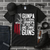 Gunpa Like A Normal Grandpa Fun And Owns Guns (On Back) Tall T-Shirt