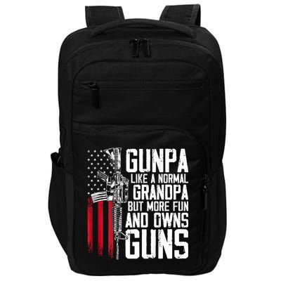 Gunpa Like A Normal Grandpa Fun And Owns Guns (On Back) Impact Tech Backpack