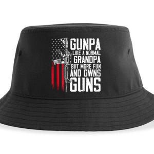 Gunpa Like A Normal Grandpa Fun And Owns Guns (On Back) Sustainable Bucket Hat