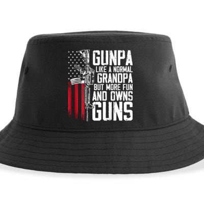 Gunpa Like A Normal Grandpa Fun And Owns Guns (On Back) Sustainable Bucket Hat