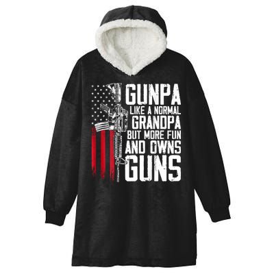Gunpa Like A Normal Grandpa Fun And Owns Guns (On Back) Hooded Wearable Blanket