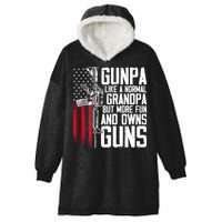 Gunpa Like A Normal Grandpa Fun And Owns Guns (On Back) Hooded Wearable Blanket