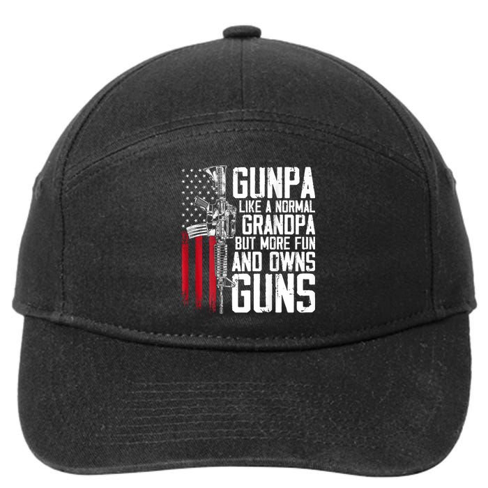 Gunpa Like A Normal Grandpa Fun And Owns Guns (On Back) 7-Panel Snapback Hat