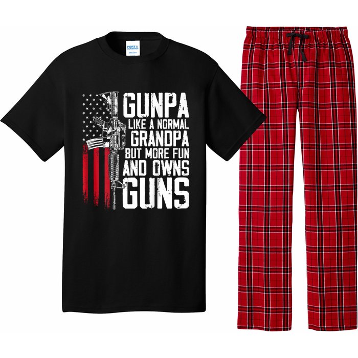 Gunpa Like A Normal Grandpa Fun And Owns Guns (On Back) Pajama Set