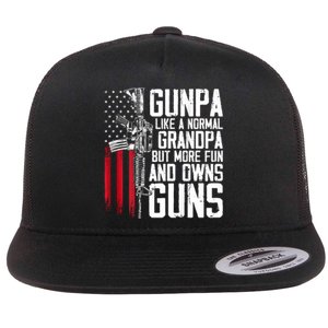 Gunpa Like A Normal Grandpa Fun And Owns Guns (On Back) Flat Bill Trucker Hat