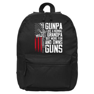 Gunpa Like A Normal Grandpa Fun And Owns Guns (On Back) 16 in Basic Backpack