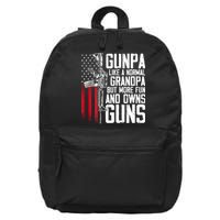 Gunpa Like A Normal Grandpa Fun And Owns Guns (On Back) 16 in Basic Backpack