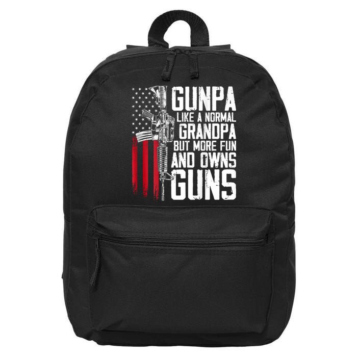 Gunpa Like A Normal Grandpa Fun And Owns Guns (On Back) 16 in Basic Backpack