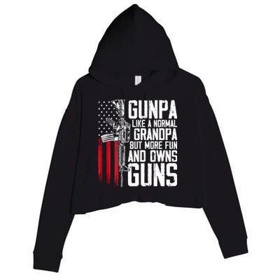 Gunpa Like A Normal Grandpa Fun And Owns Guns (On Back) Crop Fleece Hoodie