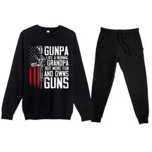 Gunpa Like A Normal Grandpa Fun And Owns Guns (On Back) Premium Crewneck Sweatsuit Set