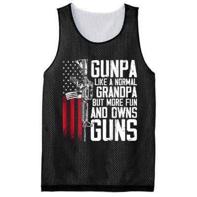 Gunpa Like A Normal Grandpa Fun And Owns Guns (On Back) Mesh Reversible Basketball Jersey Tank