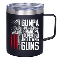 Gunpa Like A Normal Grandpa Fun And Owns Guns (On Back) 12oz Stainless Steel Coffee Mug