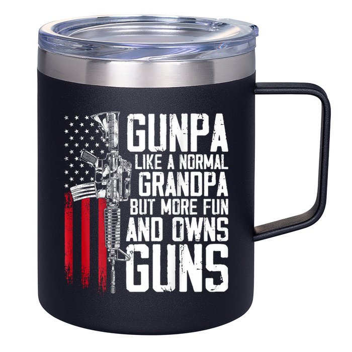 Gunpa Like A Normal Grandpa Fun And Owns Guns (On Back) 12oz Stainless Steel Coffee Mug