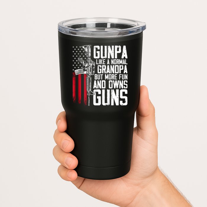 Gunpa Like A Normal Grandpa Fun And Owns Guns (On Back) Tumbler