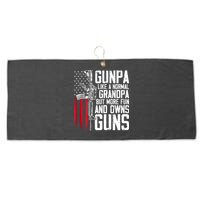 Gunpa Like A Normal Grandpa Fun And Owns Guns (On Back) Large Microfiber Waffle Golf Towel
