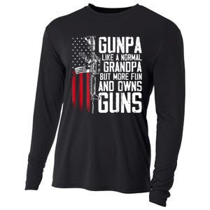 Gunpa Like A Normal Grandpa Fun And Owns Guns (On Back) Cooling Performance Long Sleeve Crew