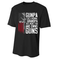 Gunpa Like A Normal Grandpa Fun And Owns Guns (On Back) Performance Sprint T-Shirt