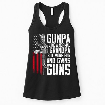 Gunpa Like A Normal Grandpa Fun And Owns Guns (On Back) Womens Tank Top