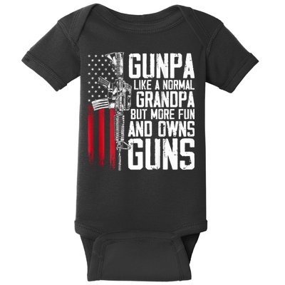 Gunpa Like A Normal Grandpa Fun And Owns Guns (On Back) Baby Bodysuit