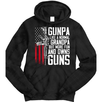 Gunpa Like A Normal Grandpa Fun And Owns Guns (On Back) Tie Dye Hoodie