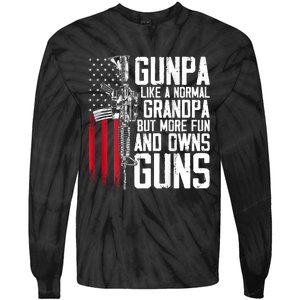 Gunpa Like A Normal Grandpa Fun And Owns Guns (On Back) Tie-Dye Long Sleeve Shirt