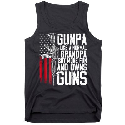 Gunpa Like A Normal Grandpa Fun And Owns Guns (On Back) Tank Top