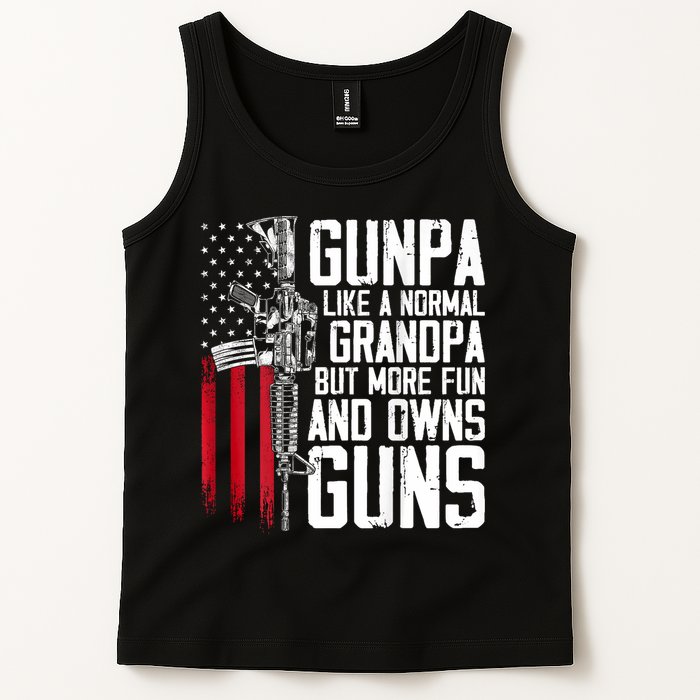 Gunpa Like A Normal Grandpa Fun And Owns Guns (On Back) Tank Top