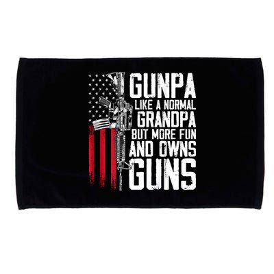 Gunpa Like A Normal Grandpa Fun And Owns Guns (On Back) Microfiber Hand Towel