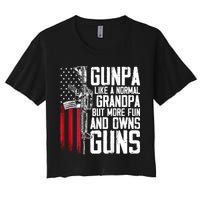 Gunpa Like A Normal Grandpa Fun And Owns Guns (On Back) Crop Top